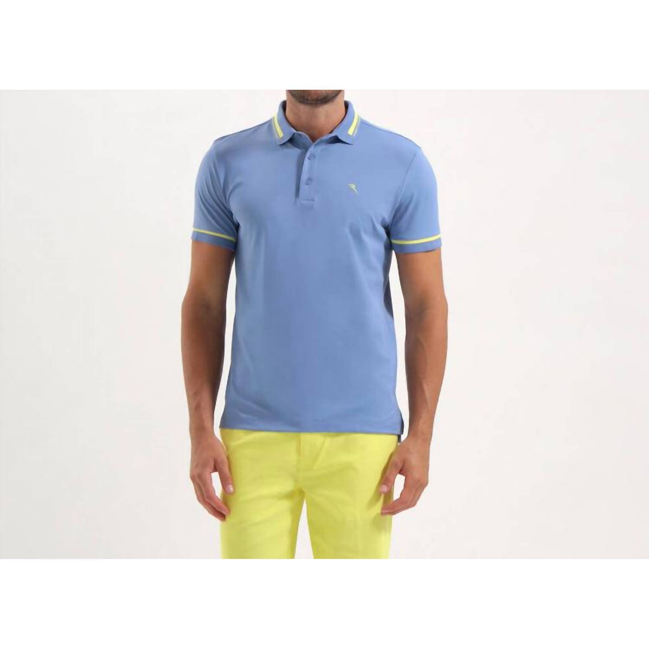 New Cherv Usa The Allow Stretch Piquet Polo In Blue